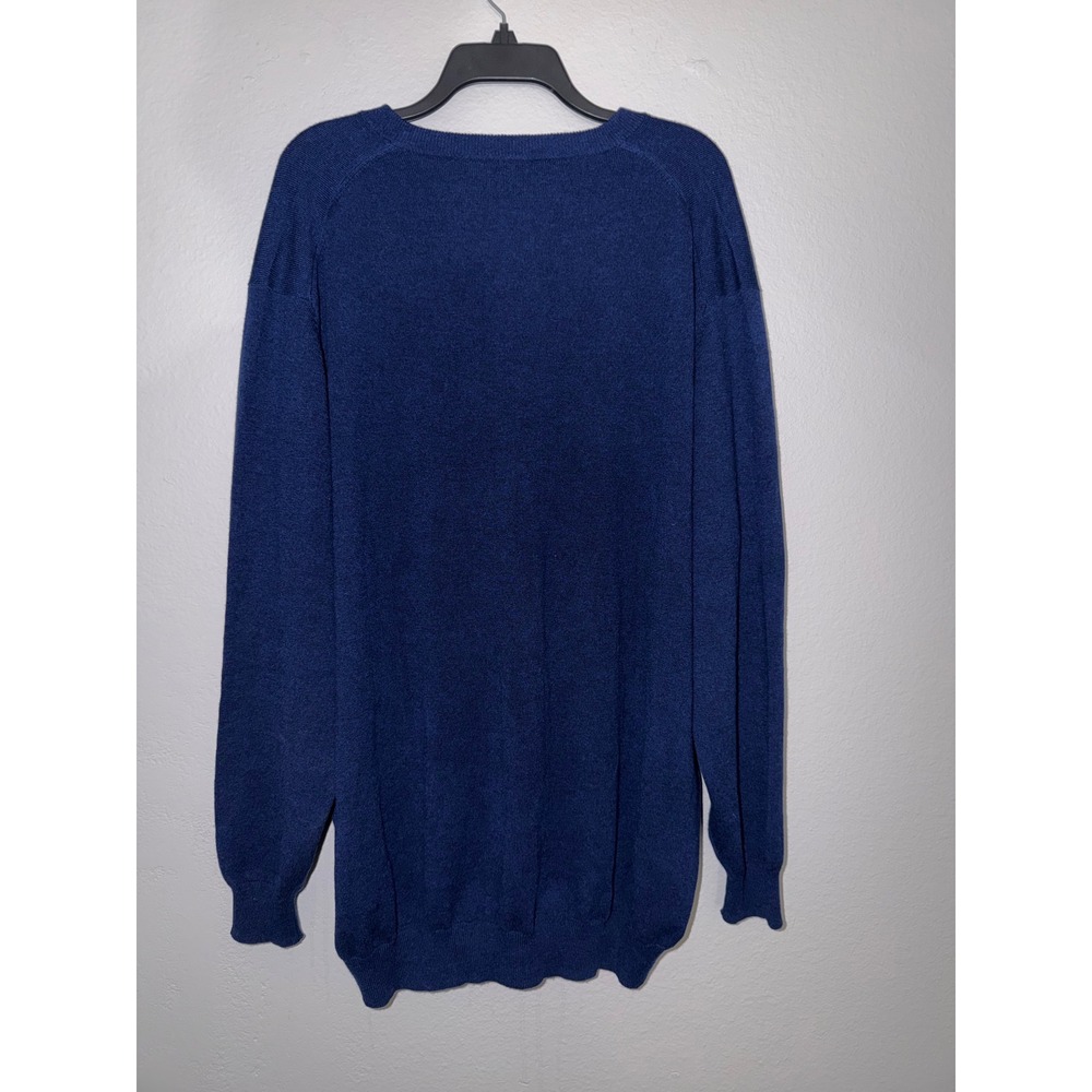 Tom James Mens Navy Blue 100% Cashmere V-Neck Long Sleeve Knit Sweater - Picture 5 of 5